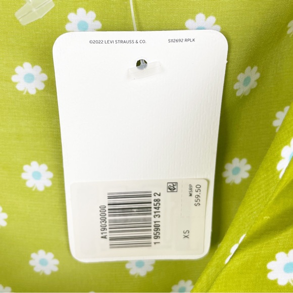 NEW Levi's Embry Tie Front Shirt Green Floral Puff Balloon Sleeve Blouse Size XS - Picture 13 of 13
